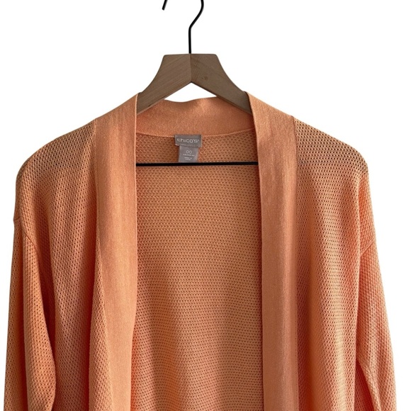 Chico’s Linen Blend Open Front Knit Cardigan Casual Resortwear Layering Size XS - Picture 2 of 14